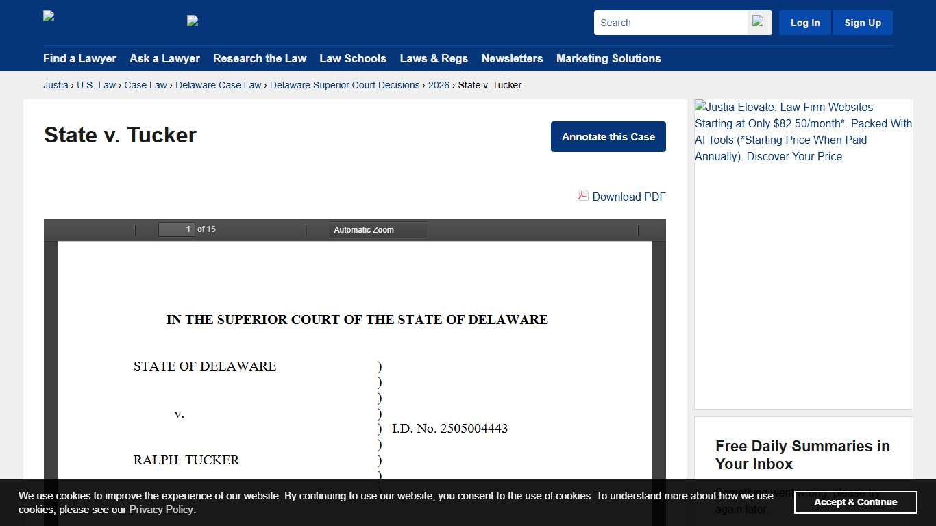State v. Tucker :: 2026 :: Delaware Superior Court Decisions :: Delaware Case Law :: Delaware Law :: U.S. Law :: Justia