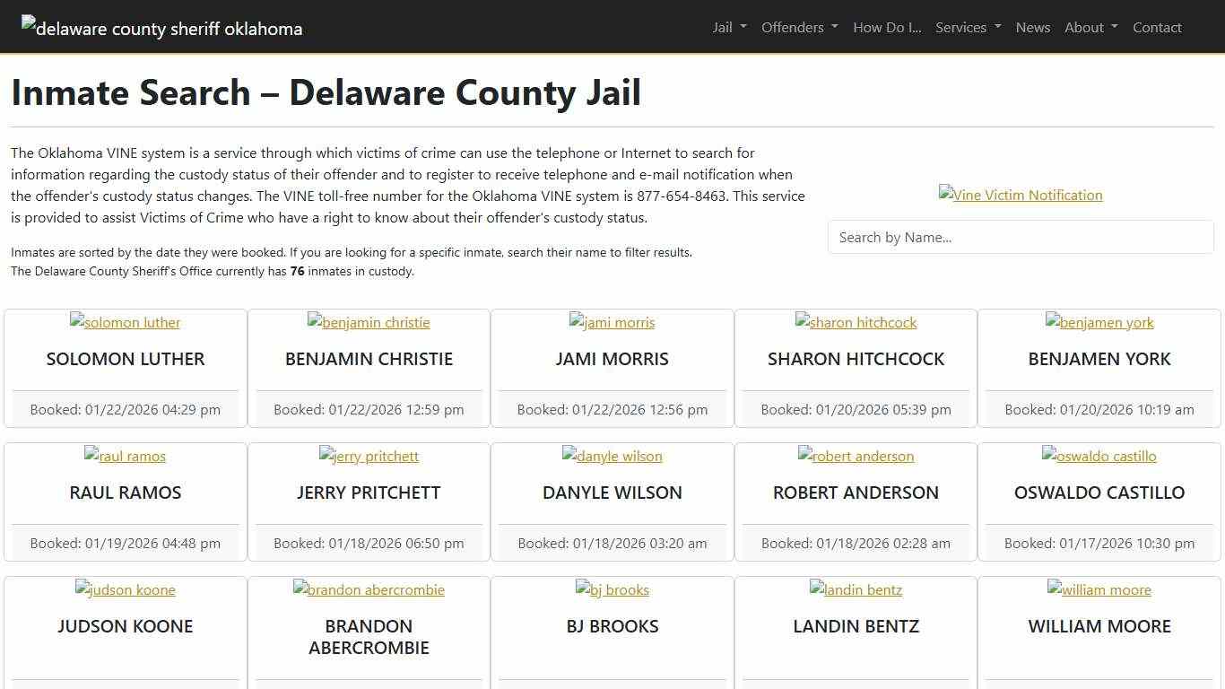 Inmate Search Delaware County Sheriff's Office